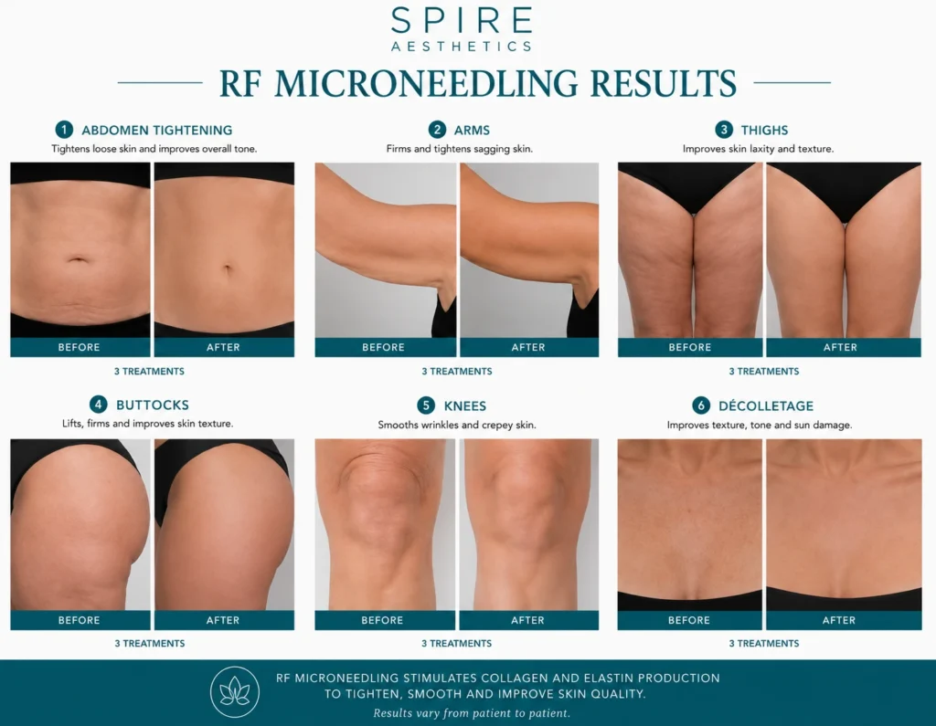 before and after RF microneedling skin tightening results Wilmslow on the body